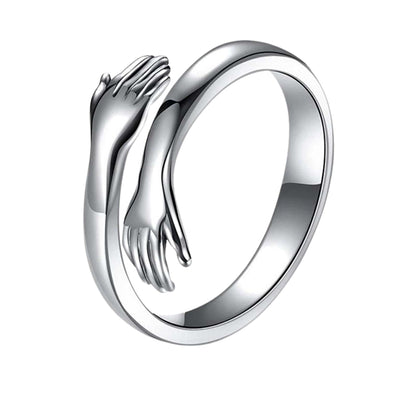 HUG HANDS - Pure Stainless Steel Men’s Steel-Plated Adjustable Ring — Rings for Men | THE MEN THING