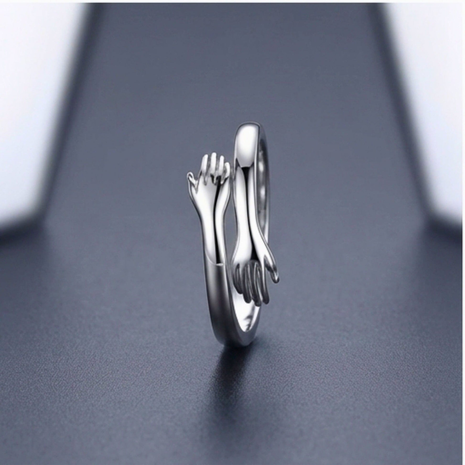 HUG HANDS - Pure Stainless Steel Men’s Steel-Plated Adjustable Ring — Rings for Men | THE MEN THING