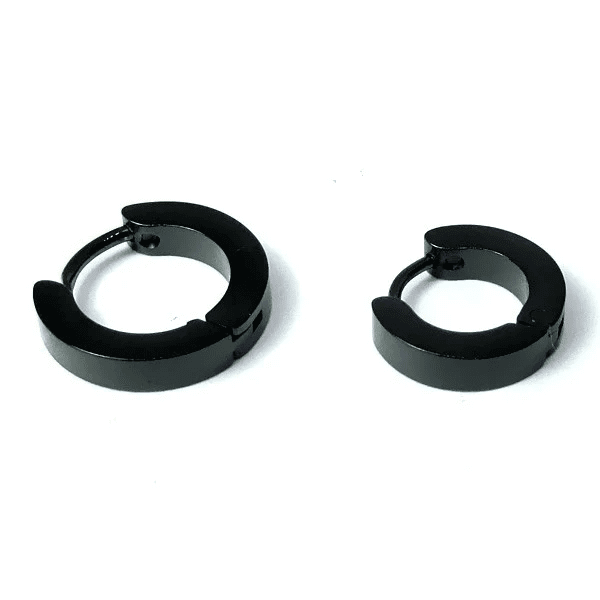 HUGGIE BLACK - Titanium Steel Stud Earrings for Men & Boys (2 Pcs) - THE MEN THING