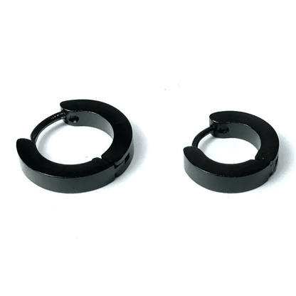 HUGGIE BLACK - Titanium Steel Stud Earrings for Men & Boys (2 Pcs) - THE MEN THING