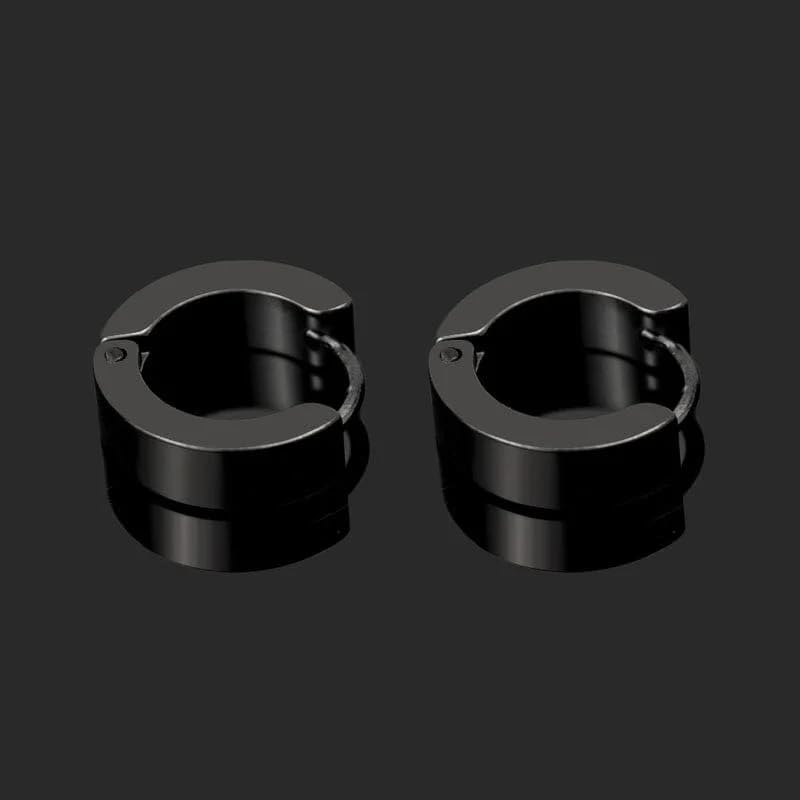 HUGGIE BLACK - Titanium Steel Stud Earrings for Men & Boys (2 Pcs) - THE MEN THING