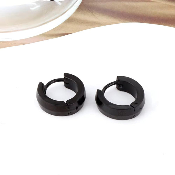 HUGGIE BLACK - Titanium Steel Stud Earrings for Men & Boys (2 Pcs)