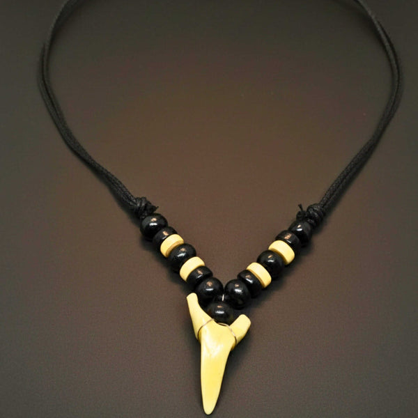 HUNTER TOOTH -  20mm Pendant with Adjustable Pure Leather Cord Necklace for Men & Boys
