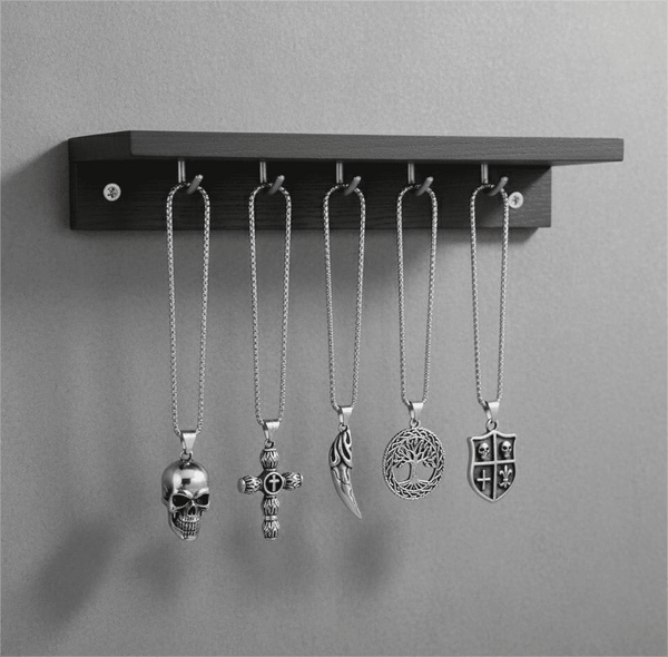 High Stakes 5-Piece Collector's Pendant Set – JOKER DECK, ALLMIGHTY CROSS, SKULLBIG, VICTORY TOOTH, & TREE OF LIFE Necklaces on 24 Inch Stainless Steel Chain for Mens and Boys