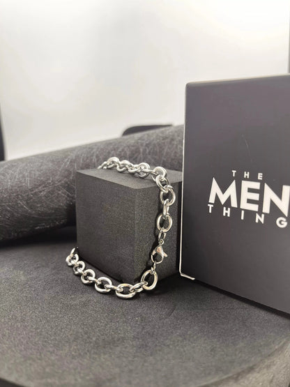THE MEN THING 8mm Pure Stainless Steel European trending Style, O-shaped 7 inch Bracelet for Men & Boys