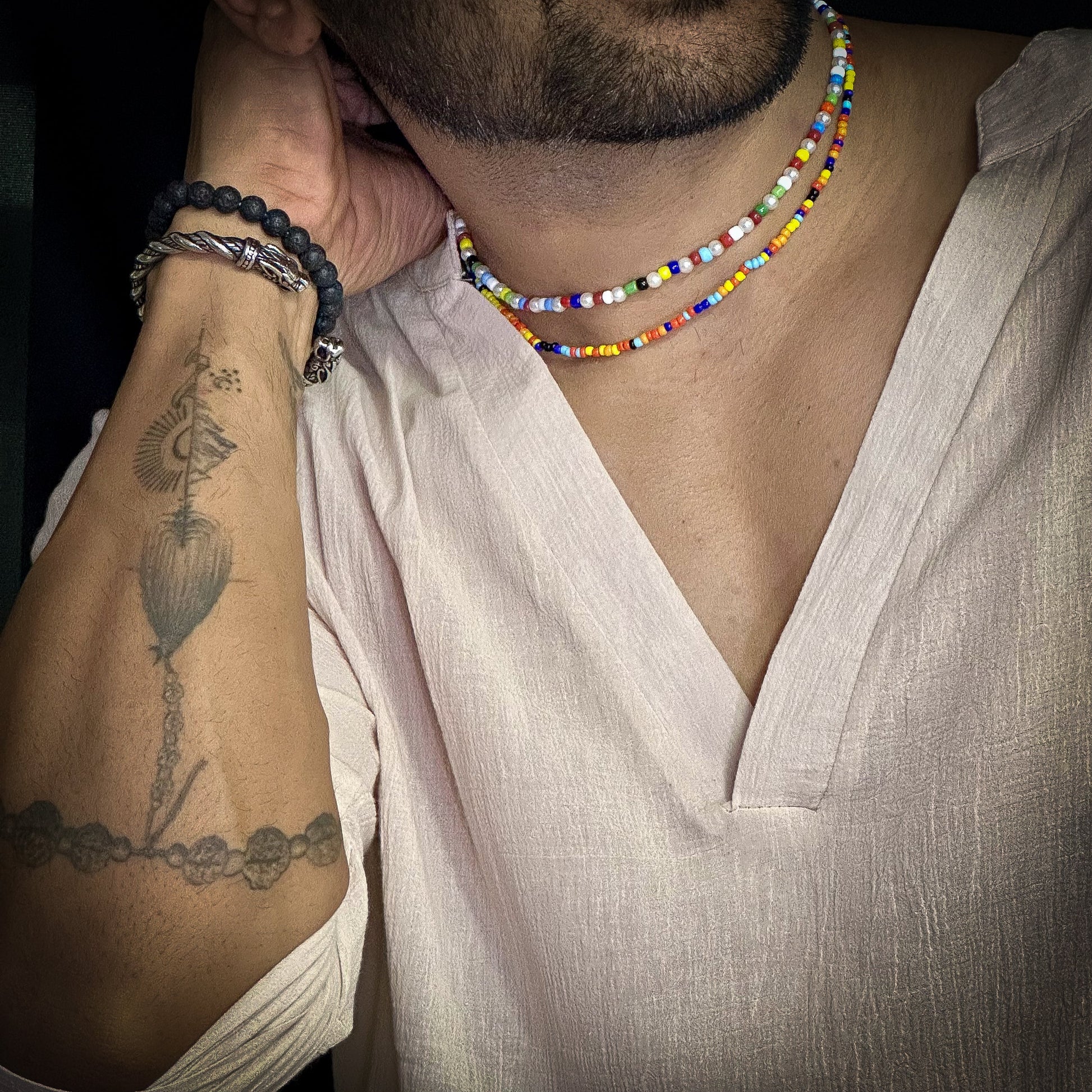 Boho Style Colour - Multi-Layer Beads Necklace For Men & Boys (21 And 24 Inch)