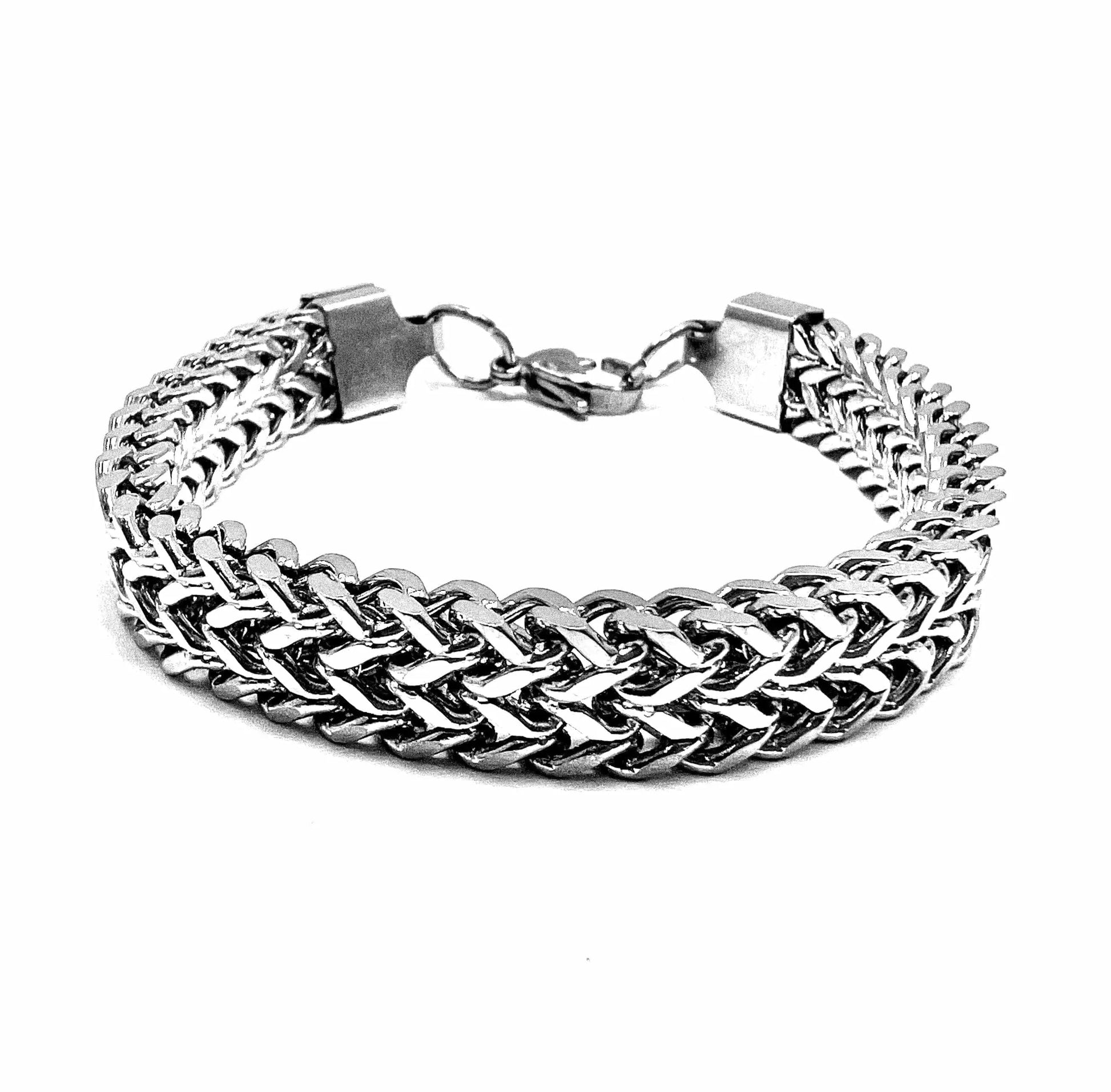 THE MEN THING Pure Stainless Steel Italian trending Style, double-layer thick Bracelet 7 inch with Lobster Claw Buckle for Men & Boy (10mm)