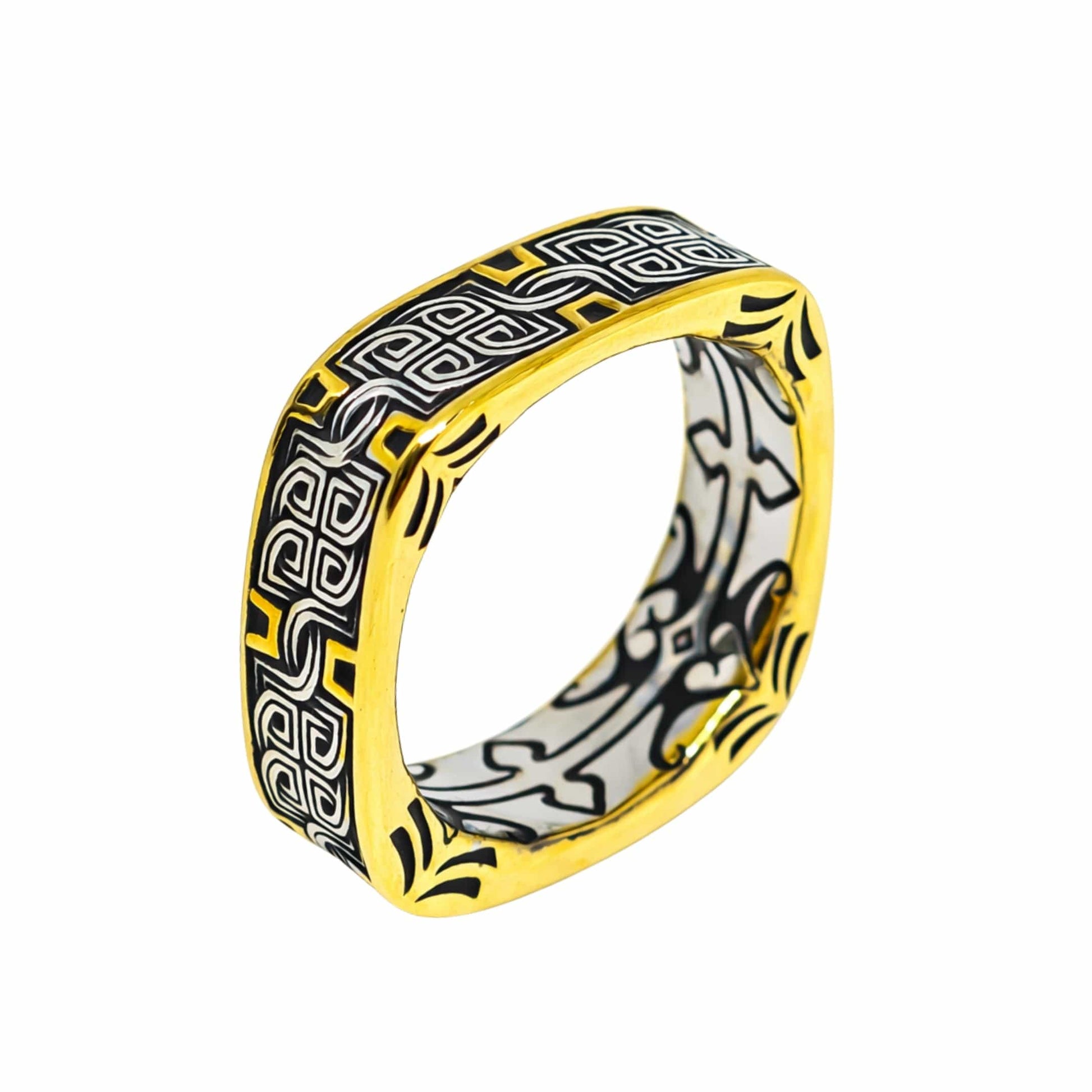 IMPERIA ETCH - Pure Stainless Steel Men’s Steel - Gold Plated Ring (Size : 17-22-26) - THE MEN THING