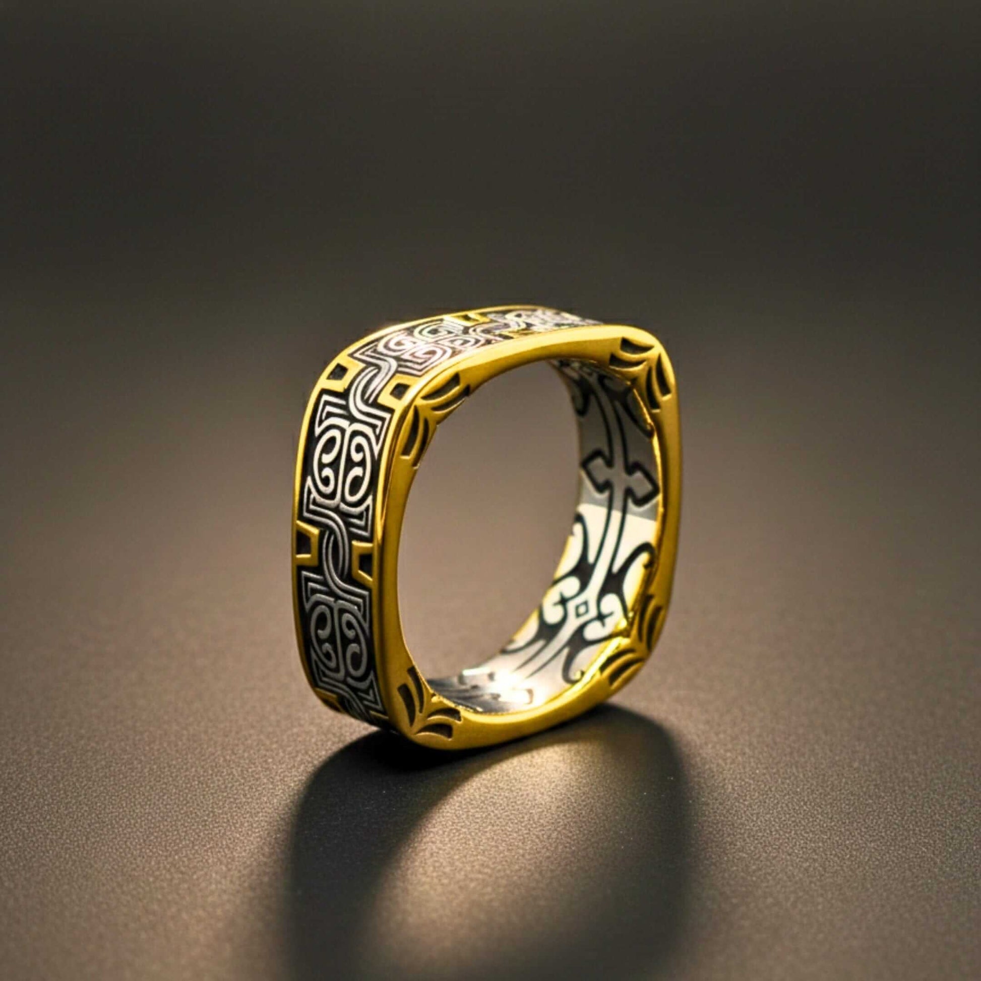 IMPERIA ETCH - Pure Stainless Steel Men’s Steel - Gold Plated Ring (Size : 17-22-26) - THE MEN THING