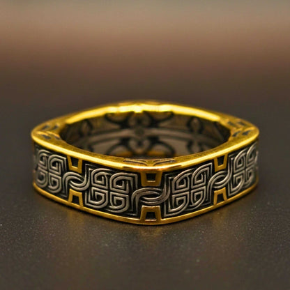 IMPERIA ETCH - Pure Stainless Steel Men’s Steel - Gold Plated Ring (Size : 17-22-26) - THE MEN THING