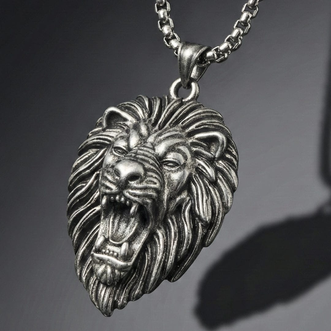 IMPERIAL LION KING - 40mm Titanium Steel Pendant with 24inch Round Box 5mm Chain for Men & Boys - THE MEN THING