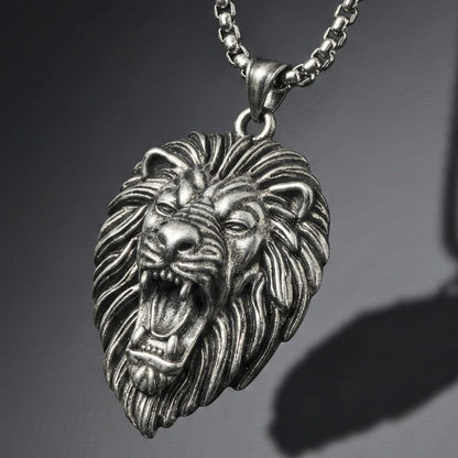 IMPERIAL LION KING - 40mm Titanium Steel Pendant with 24inch Round Box 5mm Chain for Men & Boys - THE MEN THING