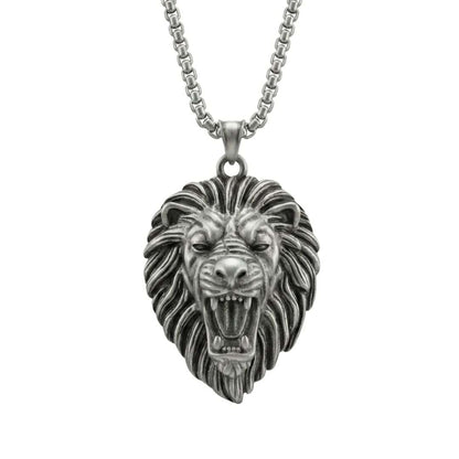 IMPERIAL LION KING - 40mm Titanium Steel Pendant with 24inch Round Box 5mm Chain for Men & Boys - THE MEN THING