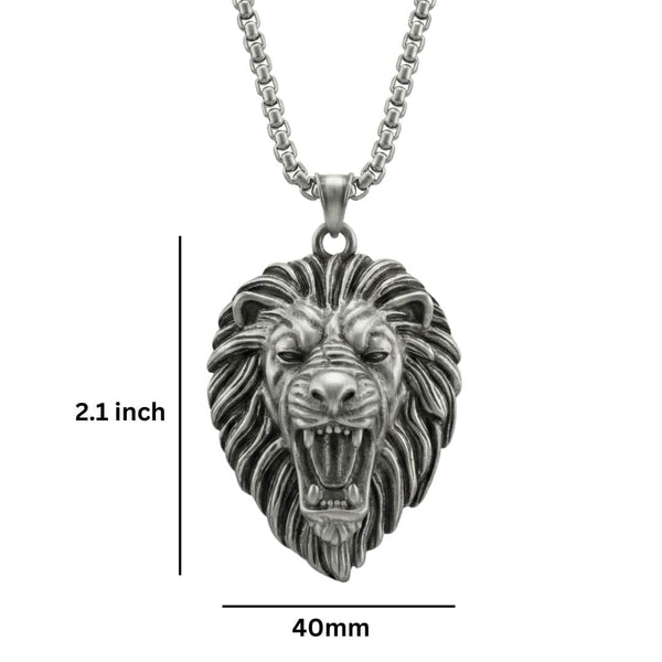 IMPERIAL LION KING - 40mm Titanium Steel Pendant with 24inch Round Box 5mm Chain for Men & Boys