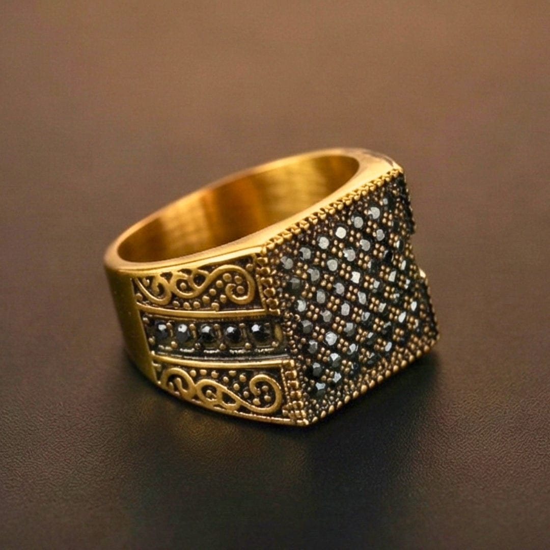 IMPERIAL NOIR RING - Pure Stainless Steel Men’s Gold Plated Ring (Size : 17-22-27) - THE MEN THING