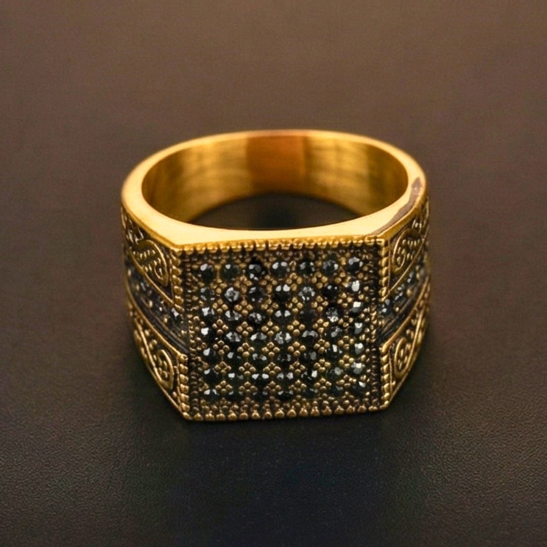 IMPERIAL NOIR RING - Pure Stainless Steel Men’s Gold Plated Ring (Size : 17-22-27) - THE MEN THING