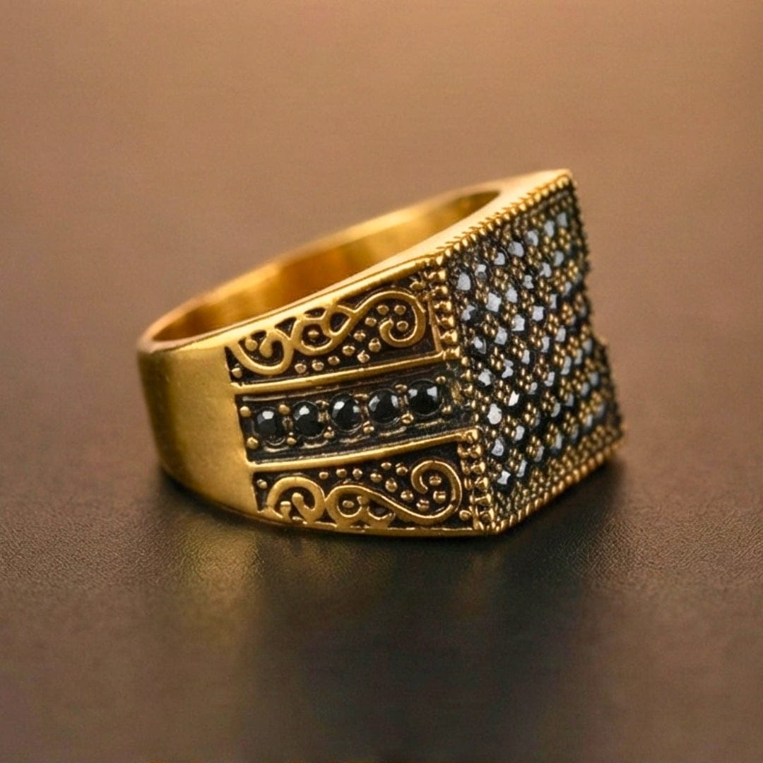 IMPERIAL NOIR RING - Pure Stainless Steel Men’s Gold Plated Ring (Size : 17-22-27) - THE MEN THING