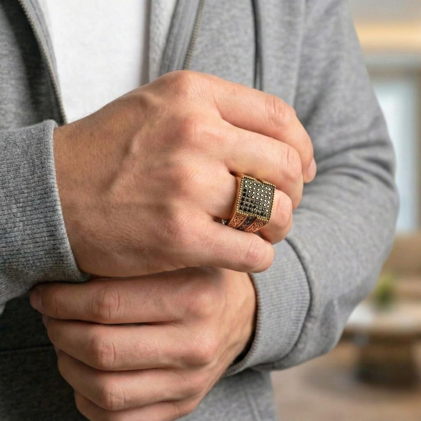 IMPERIAL NOIR RING - Pure Stainless Steel Men’s Gold Plated Ring (Size : 17-22-27) - THE MEN THING