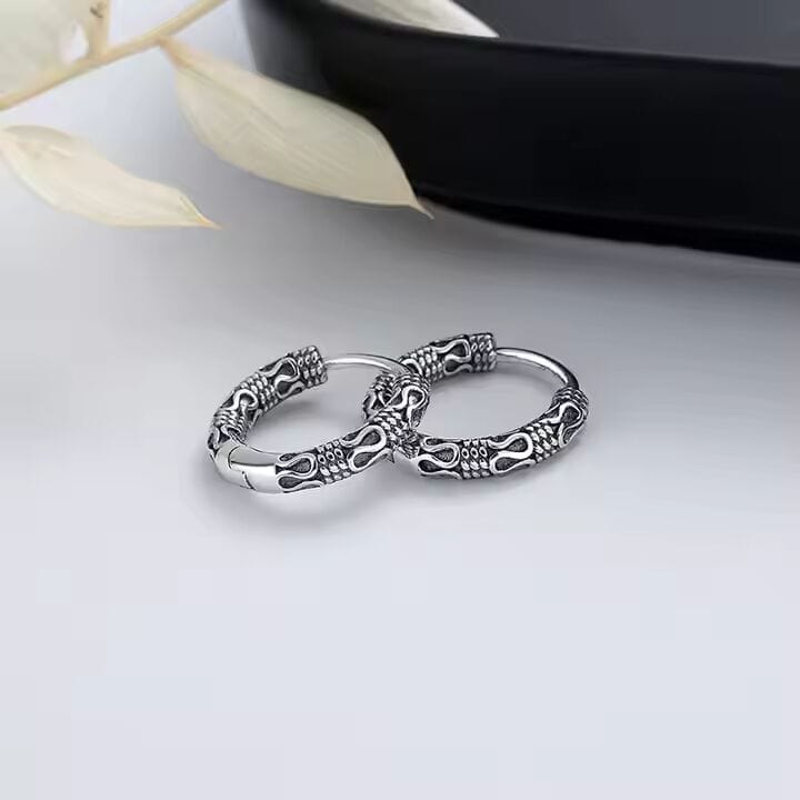 INFERNO COIL - 10mm Pure Titanium Steel Hoop Earrings for Men & Boys (2pcs) - THE MEN THING
