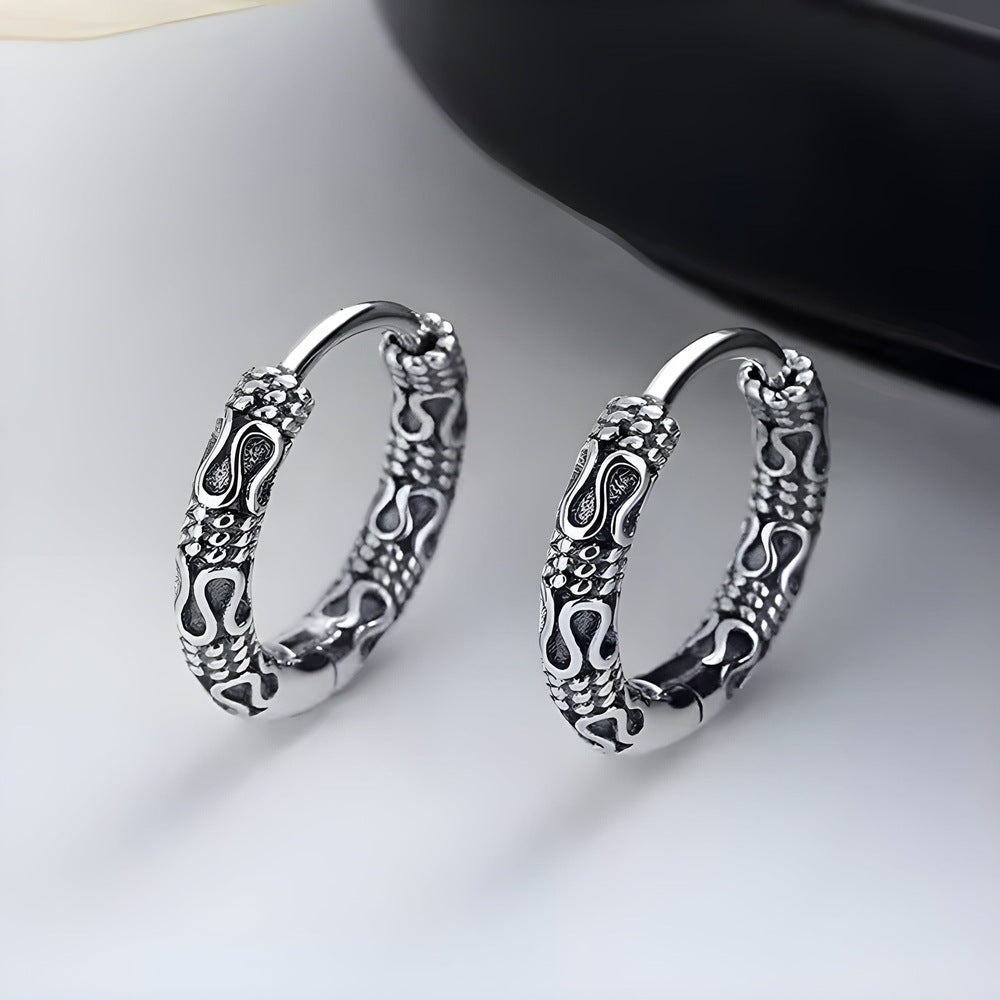 INFERNO COIL - 10mm Pure Titanium Steel Hoop Earrings for Men & Boys (2pcs) - THE MEN THING