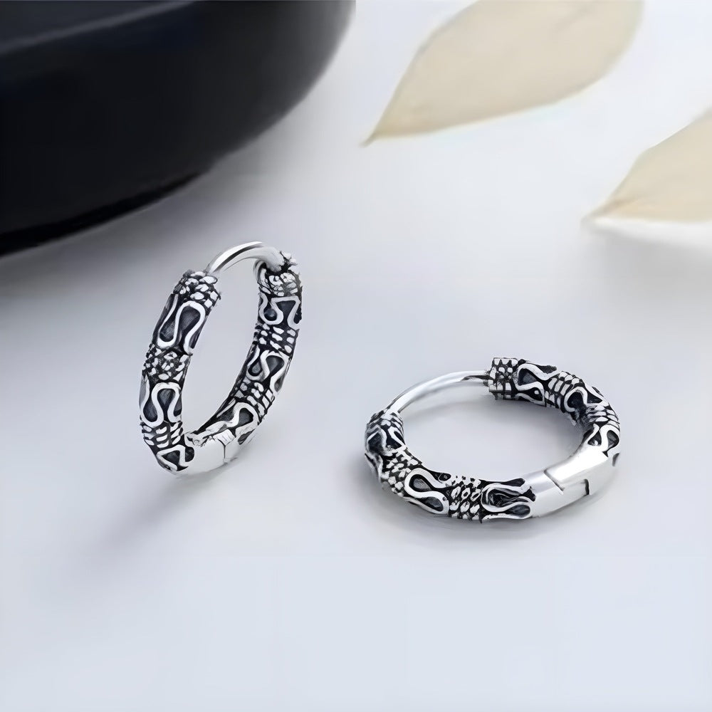 INFERNO COIL - 10mm Pure Titanium Steel Hoop Earrings for Men & Boys (2pcs) - THE MEN THING