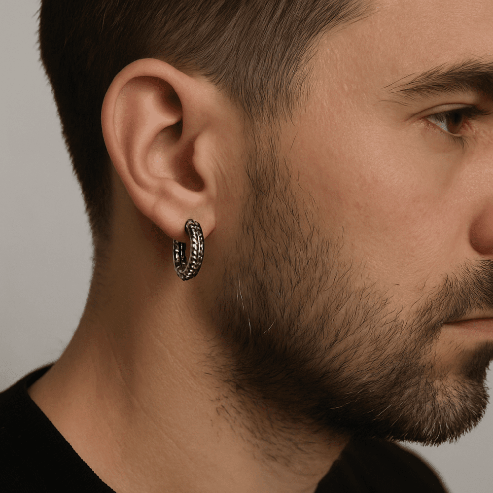 INFERNO COIL - 10mm Pure Titanium Steel Hoop Earrings for Men & Boys (2pcs) - THE MEN THING