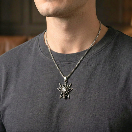 INFERNO STARBURST - 31mm Pure Titanium Steel Pendant with 23inch Round Box 2mm Chain for Men & Boys - THE MEN THING