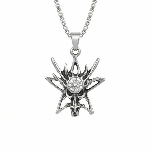 INFERNO STARBURST - 31mm Pure Titanium Steel Pendant with 23inch Round Box 2mm Chain for Men & Boys — SS Pendant/ Necklace for Men | THE MEN THING