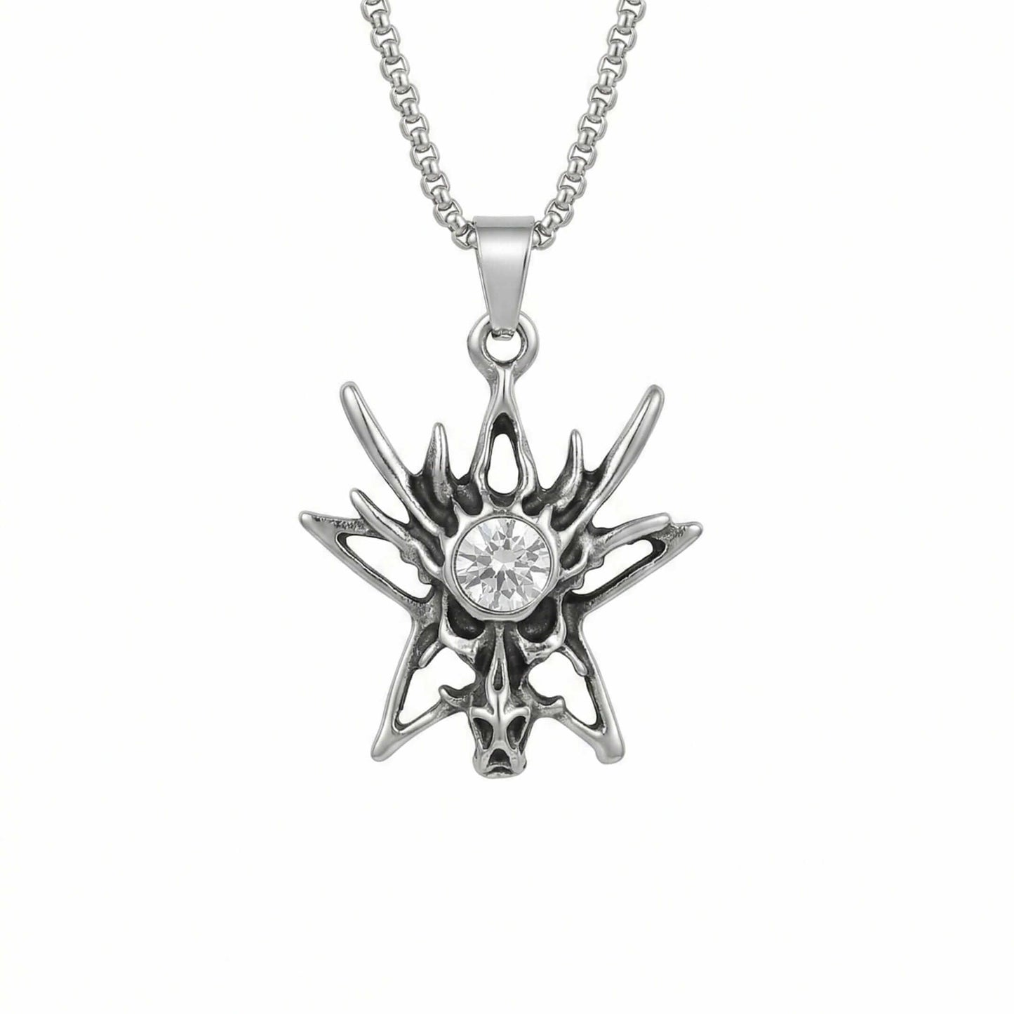 INFERNO STARBURST - 31mm Pure Titanium Steel Pendant with 23inch Round Box 2mm Chain for Men & Boys — SS Pendant/ Necklace for Men | THE MEN THING