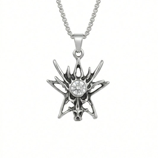 INFERNO STARBURST - 31mm Pure Titanium Steel Pendant with 23inch Round Box 2mm Chain for Men & Boys - THE MEN THING