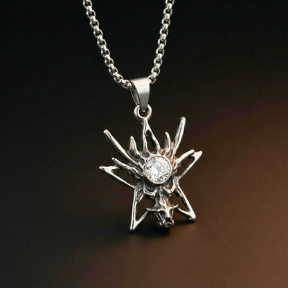 INFERNO STARBURST - 31mm Pure Titanium Steel Pendant with 23inch Round Box 2mm Chain for Men & Boys — SS Pendant/ Necklace for Men | THE MEN THING