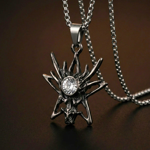 INFERNO STARBURST - 31mm Pure Titanium Steel Pendant with 23inch Round Box 2mm Chain for Men & Boys