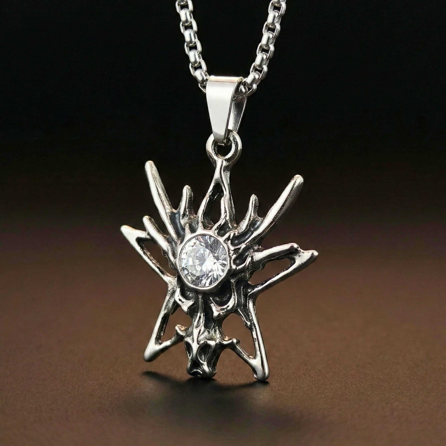 INFERNO STARBURST - 31mm Pure Titanium Steel Pendant with 23inch Round Box 2mm Chain for Men & Boys — SS Pendant/ Necklace for Men | THE MEN THING