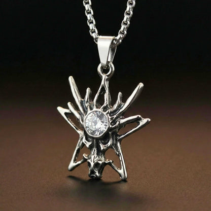 INFERNO STARBURST - 31mm Pure Titanium Steel Pendant with 23inch Round Box 2mm Chain for Men & Boys — SS Pendant/ Necklace for Men | THE MEN THING