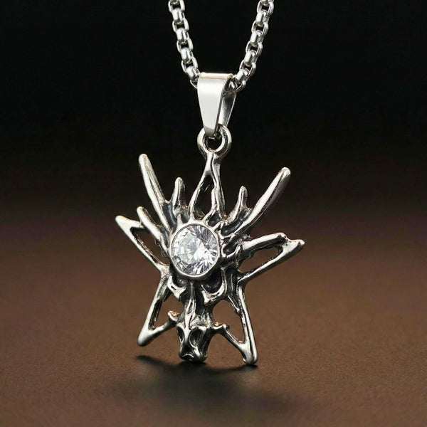INFERNO STARBURST - 31mm Pure Titanium Steel Pendant with 23inch Round Box 2mm Chain for Men & Boys