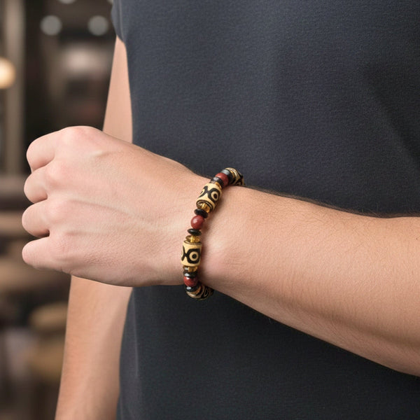INFERNO TOTEM - 16mm Beads Bracelet with Natural Stone - Adjustable Bracelet