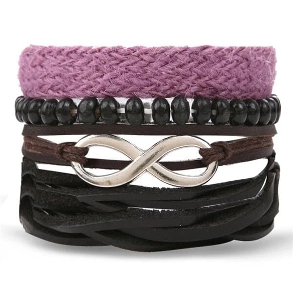 INFINITE LEGACY - 4 Pcs Genuine Braided Leather Bracelet Set for Men & Boys (8 inch) - THE MEN THING