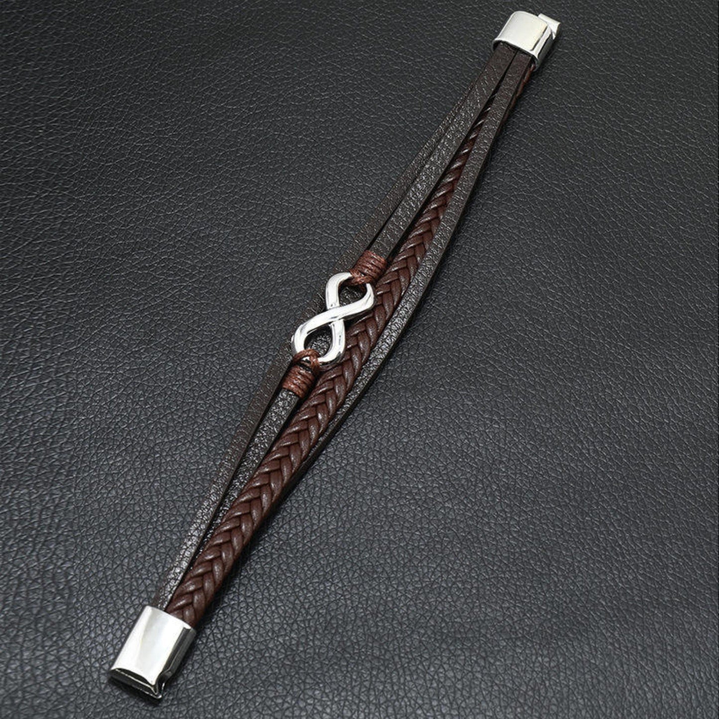 INFINITE ROGUE - Dark Brown 25mm Genuine Leather Bracelet with Stainless Steel Magnetic Buckle for Men & Boys (8 inch) - THE MEN THING