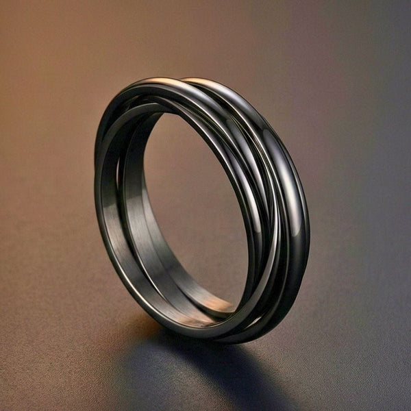 INFINITY LOOP - Black - Pure Stainless Steel Men’s Black-Plated Ring (Size : 25)
