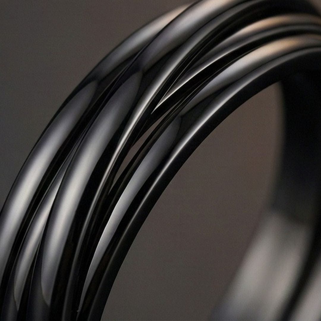 INFINITY LOOP - Black - Pure Stainless Steel Men’s Black-Plated Ring (Size : 25) - THE MEN THING