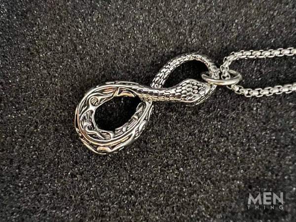 INFINITY SNAKE -  Alloy Pendant with Pure Stainless Steel 24inch Round Box Chain, European trending Style for Men & Boy