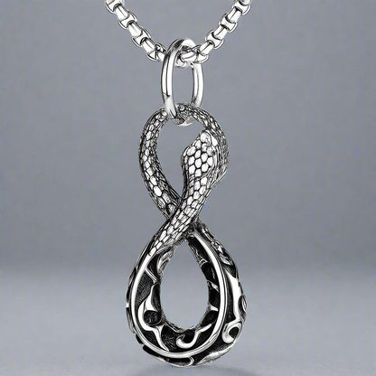 INFINITY SNAKE - Alloy Pendant with Pure Stainless Steel 24inch Round Box Chain, European trending Style for Men & Boy — SS Pendant/ Necklace for Men | THE MEN THING