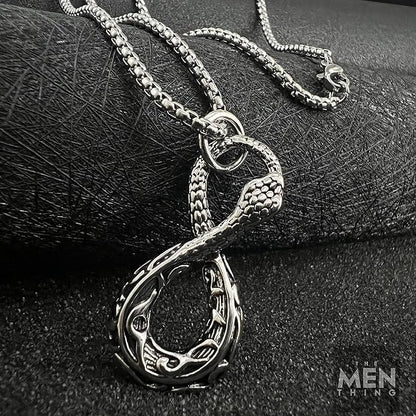 INFINITY SNAKE - Titanium Steel Snake Pendant with 24inch Round Box Chain for Men & Boys - THE MEN THING