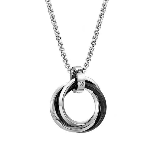 INFINITY TRIPLE RING - 24mm Titanium Steel Pendant with 23inch 4mm Twisted Chain for Men & Boys - THE MEN THING
