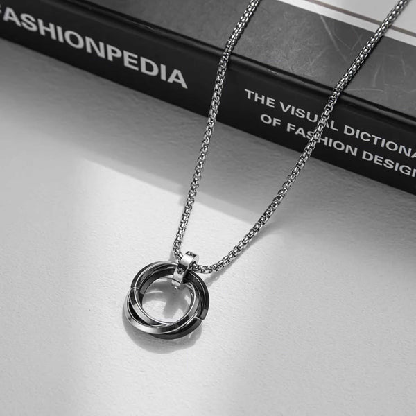 INFINITY TRIPLE RING - 24mm Titanium Steel Pendant with 23inch 4mm Twisted Chain for Men & Boys