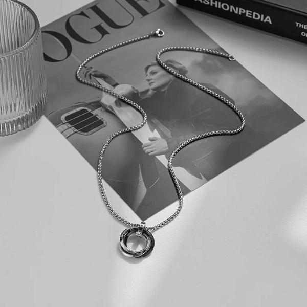 INFINITY TRIPLE RING - 24mm Titanium Steel Pendant with 23inch 4mm Twisted Chain for Men & Boys