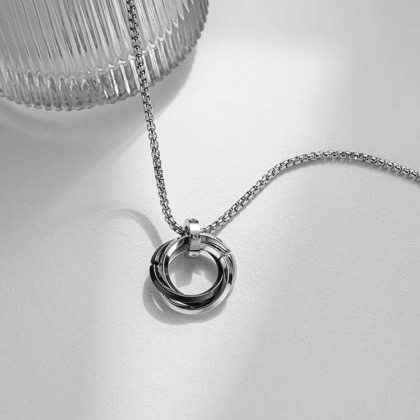 INFINITY TRIPLE RING - 24mm Titanium Steel Pendant with 23inch 4mm Twisted Chain for Men & Boys - THE MEN THING