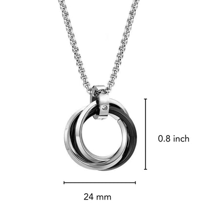 INFINITY TRIPLE RING - 24mm Titanium Steel Pendant with 23inch 4mm Twisted Chain for Men & Boys - THE MEN THING