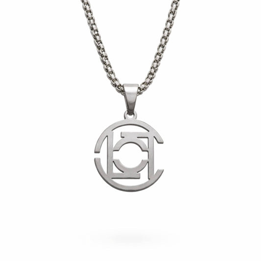 INTERLOCK EMBLEM - 20mm Pure Titanium Steel Pendant with 28inch Twisted 4mm Chain for Men & Boys - THE MEN THING