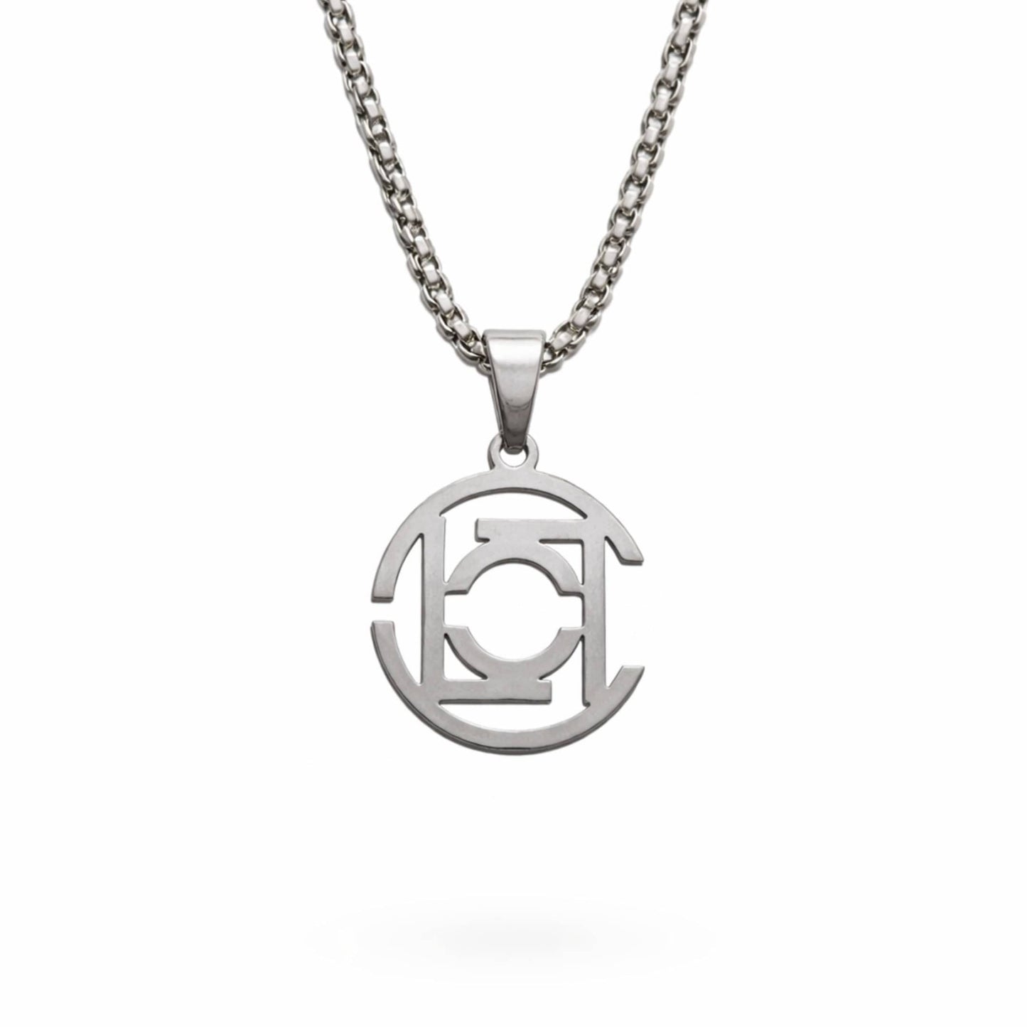 INTERLOCK EMBLEM - 20mm Pure Titanium Steel Pendant with 28inch Twisted 4mm Chain for Men & Boys — SS Pendant/ Necklace for Men | THE MEN THING